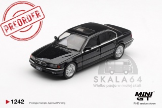 PREORDER MINI GT MGT01242-BL 1999 BMW 750IL (E38), black sapphire