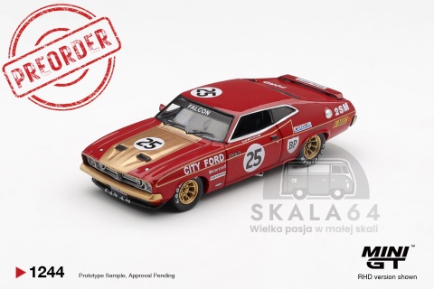 PREORDER MINI GT MGT01244-R 1975 Ford Falcon (XB) GT #25 Bathurst 1000, red