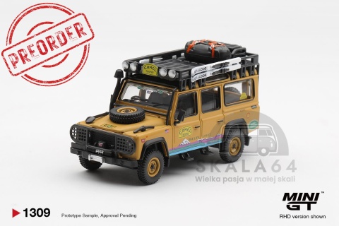 PREORDER MINI GT MGT01309-R 1998 Land Rover Defender 110 *Camel Trophy* Team USA Tierra Del Fuego CT10