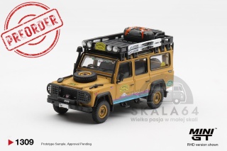 PREORDER MINI GT MGT01309-BL 1998 Land Rover Defender 110 *Camel Trophy* Team USA Tierra Del Fuego CT10
