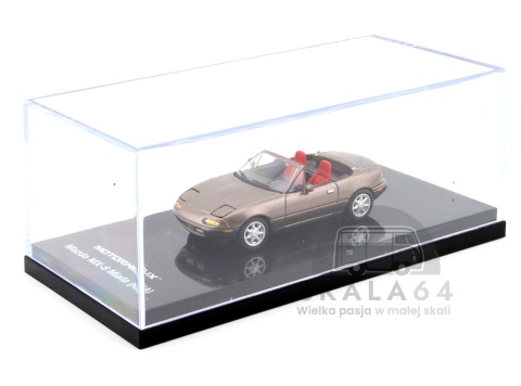 Model samochodu Mazda MX-5 Miata NA Spider Roadster LHD Metallic Brown w skali 1:64 - gablotka