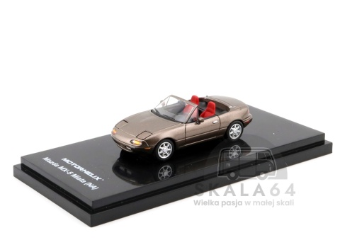 Model samochodu Mazda MX-5 Miata NA Spider Roadster LHD Metallic Brown w skali 1:64 - przód