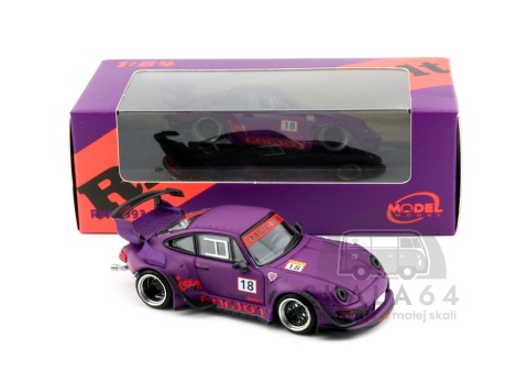 Model samochodu Porsche 911 RWB 993 Rotana #18 Purple w skali 1:64 - pudełko