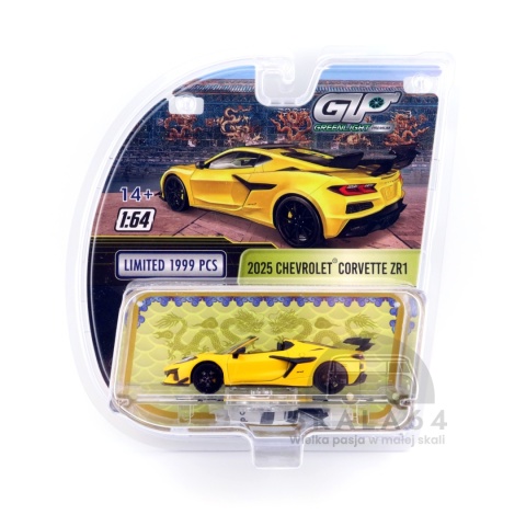 Model samochodu 2025 Chevrolet Corvette ZR1 Yellow HEC 2025 Limited Edition w skali 1:64 - gablotka