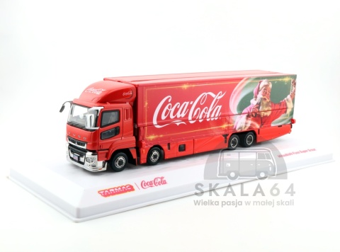 Model samochodu Mitsubishi Fuso Super Great Coca-Cola Santa Truck Red w skali 1:64 - przód