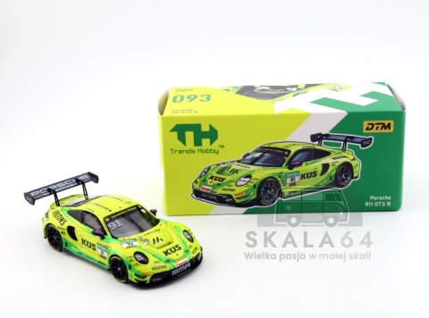 Model samochodu Porsche 911 GT3 R DTM #91 Yellow w skali 1:64 - pudełko