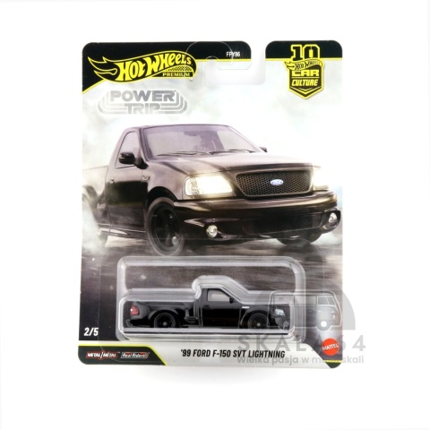 Model samochodu HOT WHEELS Premium Car Culture Power Trip '99 Ford F-150 SVT Lightning w skali 1:64 JKF33