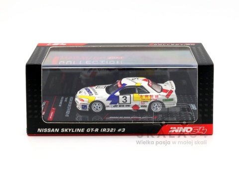 Model samochodu Nissan Skyline GT-R R32 #3 Team HKS Macau Guia Race 1991 Yukihiro Hane w skali 1:64 - gablotka
