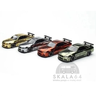 INNO64 Nissan Skyline GT-R R34 10th Anniversary Chrome Special Edition Set DPLS x INNO64 Tokyo Auto Salon 1:64