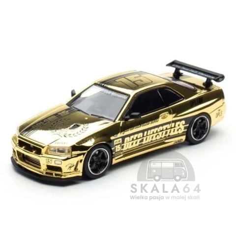 Zestaw 4 modeli Nissan Skyline GT-R R34 10th Anniversary Chrome Special Edition Set DPLS x INNO64 Tokyo Auto Salon w skali 1:64