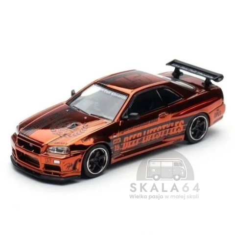 Zestaw 4 modeli Nissan Skyline GT-R R34 10th Anniversary Chrome Special Edition Set DPLS x INNO64 Tokyo Auto Salon w skali 1:64