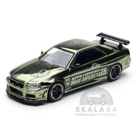 Zestaw 4 modeli Nissan Skyline GT-R R34 10th Anniversary Chrome Special Edition Set DPLS x INNO64 Tokyo Auto Salon w skali 1:64
