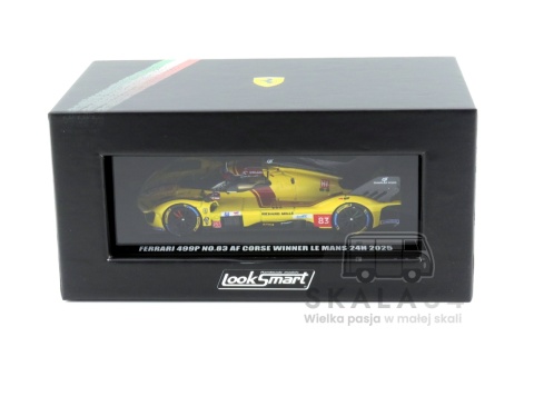 Model samochodu Ferrari 499P #83 Winner 24h LeMans 2025 Kubica Hanson Ye w skali 1:64 - pudełko