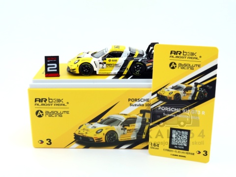Model samochodu Porsche 911 992 GT3 R #7 Absolute Racing 2nd Suzuka 1000km 2025 K. Estre P. Pilet L. Vanthoor w skali 1:64 - zestaw