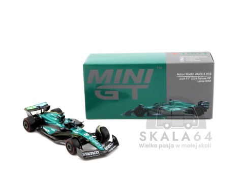MINI GT Aston Martin AMR24 #18 2024 F1 2024 Bahrain GP Lance Stroll MGT01001-L 1:64