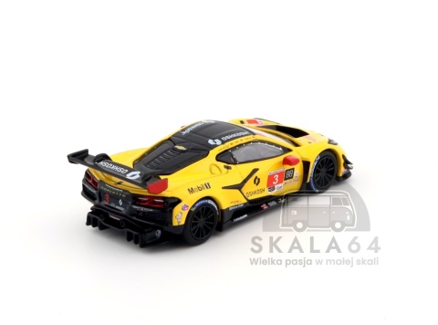 Model samochodu Chevrolet Corvette Z06 GT3.R #3 Pratt Miller Motorsports 2025 IMSA Daytona 24 Hrs Yellow Red w skali 1:64 - tył