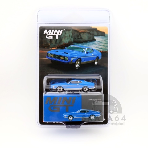 Model samochodu Ford Mustang Mach 1 Grabber Blue w skali 1:64 - blister