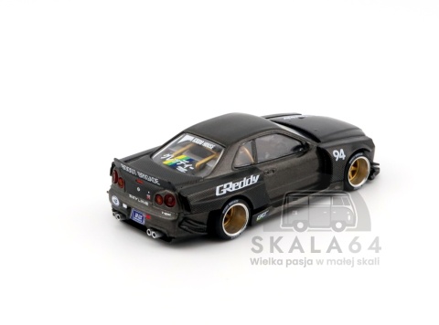 Model samochodu Nissan Skyline GT-R R34 Kaido Works GReddy V2 Grey 1:64 w skali 1:64 - tył