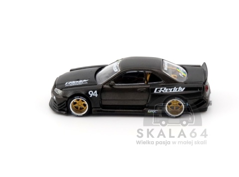 Model samochodu Nissan Skyline GT-R R34 Kaido Works GReddy V2 Grey 1:64 w skali 1:64 - bok