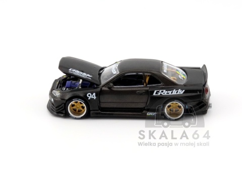 Model samochodu Nissan Skyline GT-R R34 Kaido Works GReddy V2 Grey 1:64 w skali 1:64 - bok