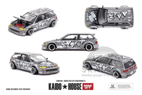 PREORDER Kaido House 260 Honda Civic EF Kaido Manga V1 Grey White 1:64 KHMG260