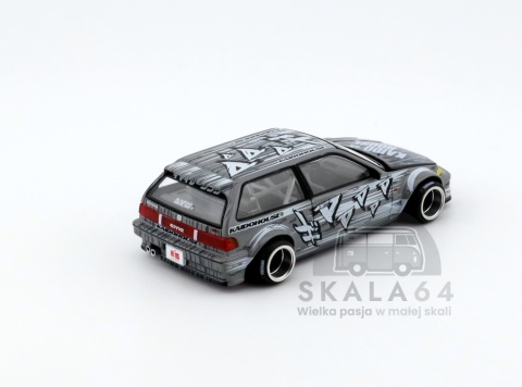 Model samochodu Honda Civic EF Kaido Manga V1 Grey White w skali 1:64 - tył