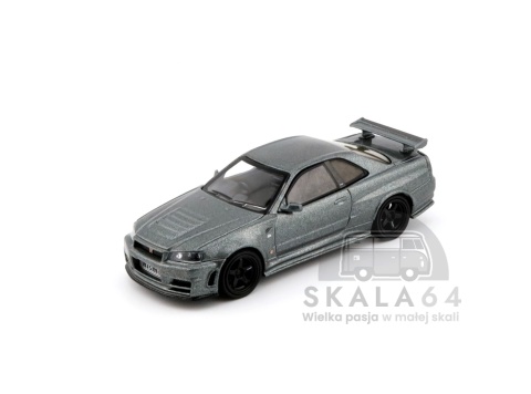 Model samochodu Nissan Skyline GT-R NISMO R34 CRS Version Dark Metal Gray w skali 1:64 - przód