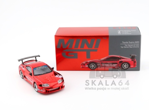 MINI GT Toyota Supra A80 Top Secret GT-300 Red Chrome LHD MGT01132-BL 1:64