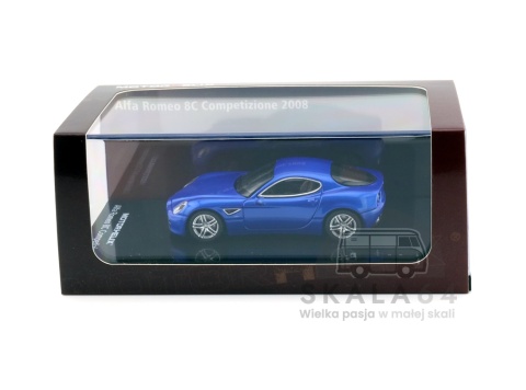 Model samochodu Alfa Romeo 8C Competizione 2008 Metallic Blue w skali 1:64 - pudełko