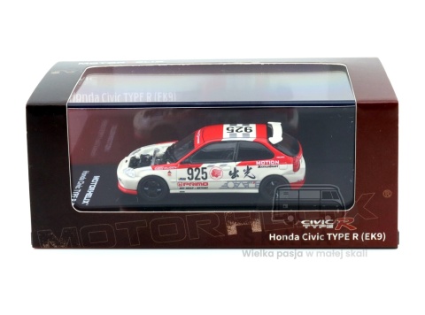 Model samochodu Honda Civic Type R EK9 Idemitsu Motion Livery Red w skali 1:64 - gablotka