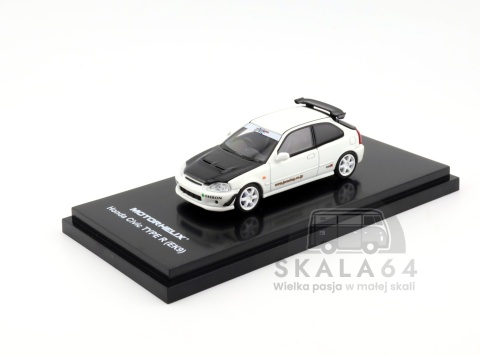 Model samochodu Honda Civic Type R EK9 J's Racing Livery White w skali 1:64 - przód