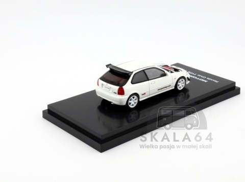 Model samochodu Honda Civic Type R EK9 J's Racing Livery White w skali 1:64 - tył