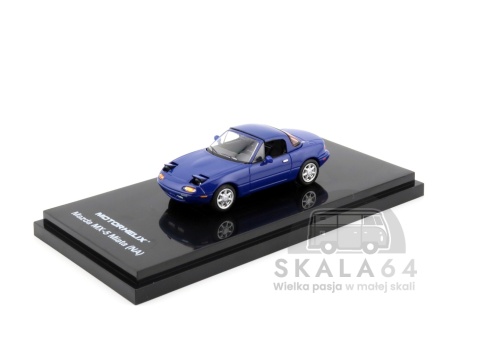 Model samochodu Mazda MX-5 Miata NA Spider Roadster LHD Laguna Blue w skali 1:64 - Model samochodu Mazda MX-5 Miata NA Spider Roadster LHD Laguna Blue w skali 1:64 - przód