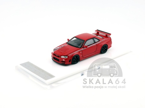 Model samochodu Nissan Skyline GT-R R34 NISMO Customized Red w skali 1:64 - przód