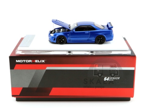 Model samochodu Nissan Skyline GT-R R34 NISMO Z-tune Bayside Blue w skali 1:64 - pudełko