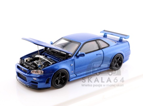 Model samochodu Nissan Skyline GT-R R34 NISMO Z-tune Bayside Blue w skali 1:64 - detale