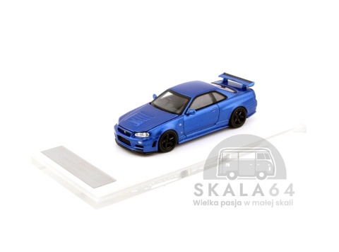 Model samochodu Nissan Skyline GT-R R34 NISMO Z-tune Bayside Blue w skali 1:64 - przód