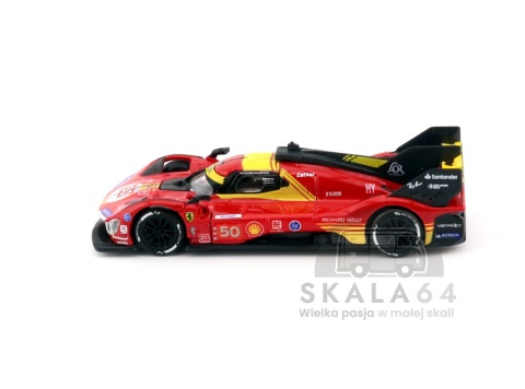 Model samochodu Ferrari 499P #50 Winner 24h LeMans 2024 Nielsen Fuoco Molina w skali 1:64 - bok