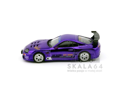 Model samochodu Toyota Supra MK4 A80 Top Secret GT300 Purple Chrome Tokyo Auto Salon Hong Kong 2025 w skali 1:64 - bok