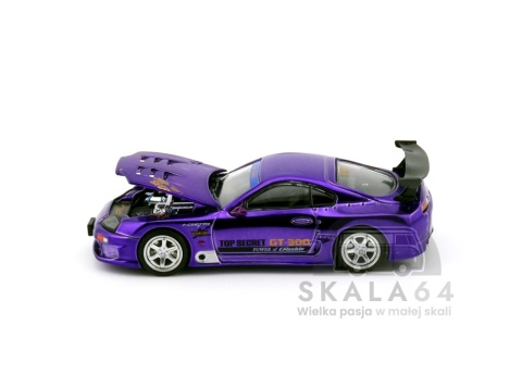 Model samochodu Toyota Supra MK4 A80 Top Secret GT300 Purple Chrome Tokyo Auto Salon Hong Kong 2025 w skali 1:64
