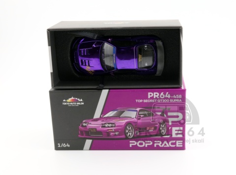 Model samochodu Toyota Supra MK4 A80 Top Secret GT300 Purple Chrome Tokyo Auto Salon Hong Kong 2025 w skali 1:64