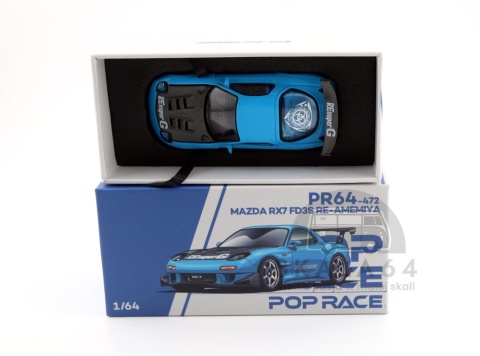 Model samochodu Mazda RX7 FD3S Re-Amemiya Blue Tokyo Auto Salon 2026 w skali 1:64