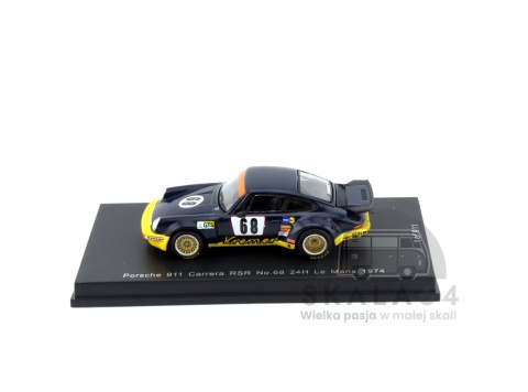 Model samochodu Porsche 911 Carrera RSR 3.0 #68 24H Le Mans 1974 H. Heyer. E. Kremer P. Keller w skali 1:64 - bok