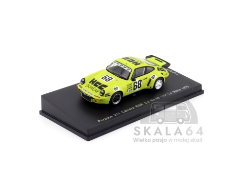 Model samochodu Porsche 911 Carrera RSR 3.0 #68 24H Le Mans 1975 F. Vetsch G. Verrier J-R. Corthay w skali 1:64 - przód