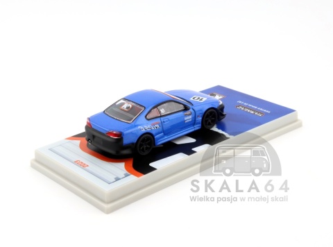 Model samochodu Vertex Nissan Silvia S15 Tarmac Works 10th Anniversary Black / Blue w skali 1:64 - tył