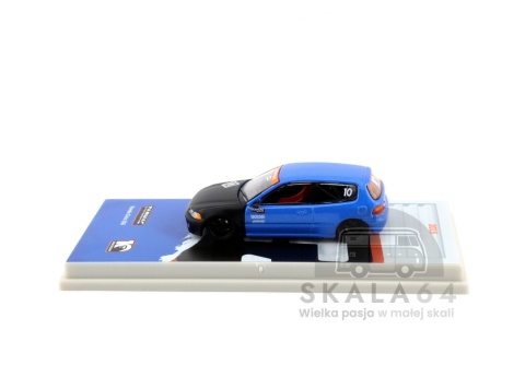 Model samochodu Honda Civic EG6 Tarmac Works 10th Anniversary Black / Blue w skali 1:64 - bok
