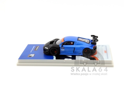 Model samochodu Audi R8 LMS GT3 Evo II Tarmac Works 10th Anniversary Black / Blue w skali 1:64 - bok