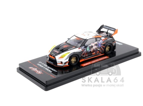 Model samochodu Nissan GT-R R35 Widebody AORUS Limited Edition White Black w skali 1:64 - przód