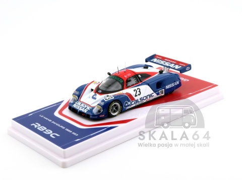 Model samochodu Nissan R89C 24h Le Mans 1989 #23 Nissan Motorsport Calsonic w skali 1:64 - przód