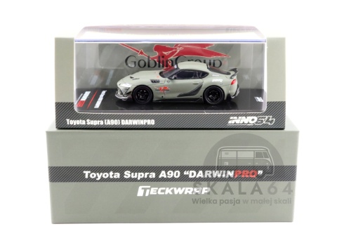 Model samochodu Toyota Supra A90 Darwin Pro Custom Matt Green w skali 1:64 - gablotka
